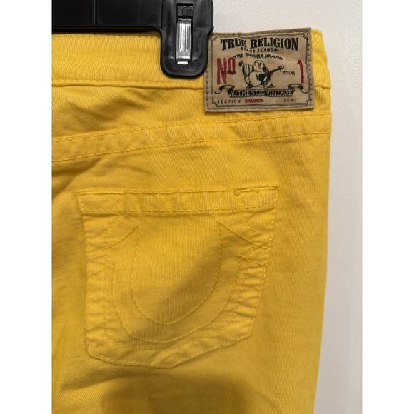 True Religion Shannon Pants Women's 28 Yellow Corduroy Stretch Skinny Leg Preppy - Picture 8 of 11